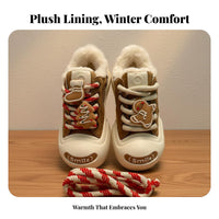 Warm Winter Boots, Fleece-Lined, Thick Sole, Gingerbread Man Cartoon, Unisex