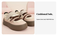 Rose lamb wool fleece-lined sneakers, hook and loop board shoes, women's sporty look, chic and unique student style