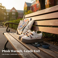 Rose lamb wool fleece-lined sneakers, hook and loop board shoes, women's sporty look, chic and unique student style