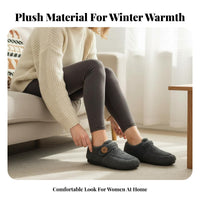 Retro Plush Flat Women's Shoes, Old Beijing Fabric Loafers, Warm Round Toe Shoes
