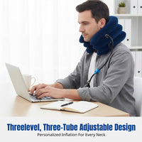 Cervical Traction Device, Inflatable, Soft Plush, Adjustable, Random Color