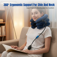 Cervical Traction Device, Inflatable, Soft Plush, Adjustable, Random Color