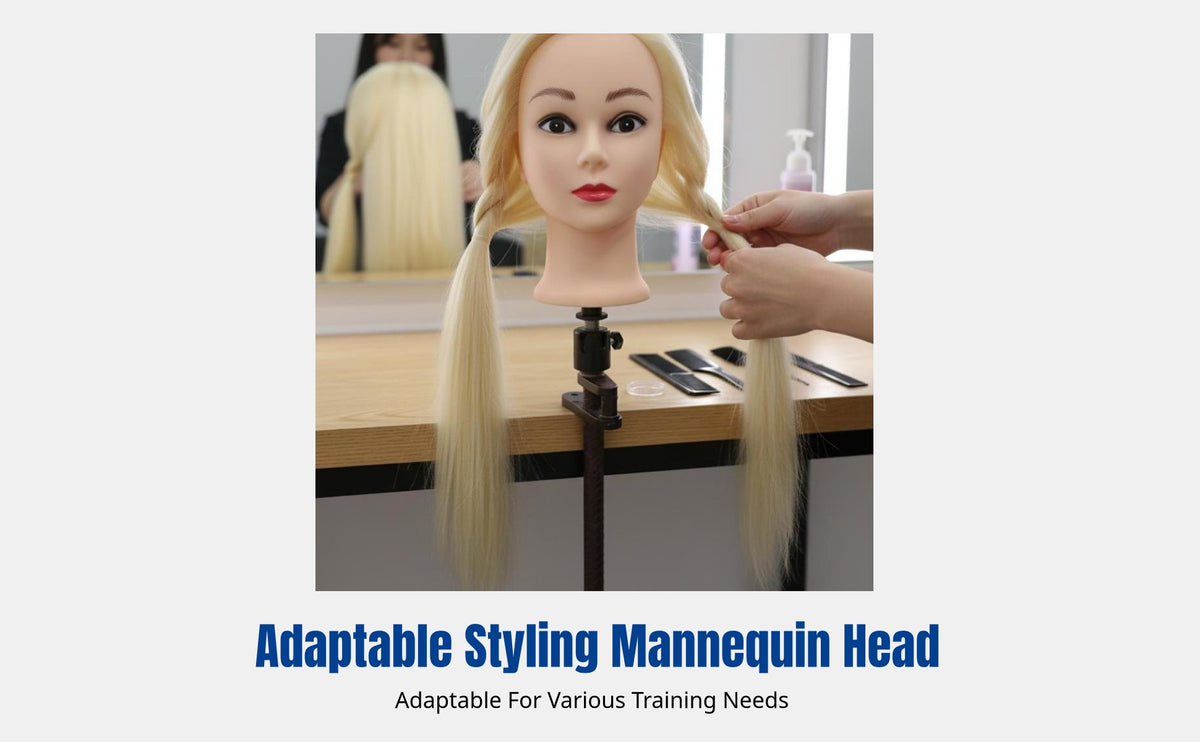 Braiding Practice Mannequin Head, Hairdressing Dummy, Long High Temp Fiber Hair, Makeup Styling, Multiple Color Options