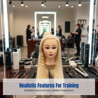 Braiding Practice Mannequin Head, Hairdressing Dummy, Long High Temp Fiber Hair, Makeup Styling, Multiple Color Options