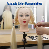 Braiding Practice Mannequin Head, Hairdressing Dummy, Long High Temp Fiber Hair, Makeup Styling, Multiple Color Options