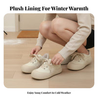 Milk Cream Plush Sneakers, Women's Winter Thick Sole, Round Toe, Chic Korean Style, Cute Bread Shoe