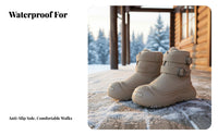 Winter Plush Lined Boots, Thick Sole, Waterproof, Unisex Warm Shoes, relaxed design