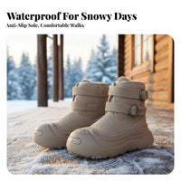 Winter Plush Lined Boots, Thick Sole, Waterproof, Unisex Warm Shoes, relaxed design