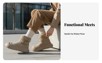 Winter Plush Lined Boots, Thick Sole, Waterproof, Unisex Warm Shoes, relaxed design