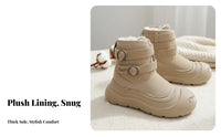 Winter Plush Lined Boots, Thick Sole, Waterproof, Unisex Warm Shoes, relaxed design