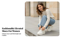 Chic Platform Athletic Shoes, Thick Sole Cream Sneakers, Korean Style, Autumn Collection, Women's Versatile Bread Shoes