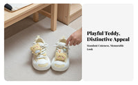 Butter Teddy Board Shoes, Plush Cartoon Decor, Thick Sole, Round Toe, Plush Comfort Everyday Style