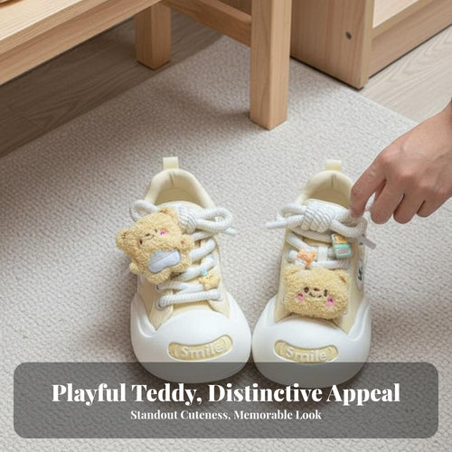 Butter Teddy Board Shoes, Plush Cartoon Decor, Thick Sole, Round Toe, Plush Comfort Everyday Style