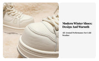 Women's Winter Boots, Thick Sole Loafers, Plush Lined, Relaxed Cream Shoes, Youth Style