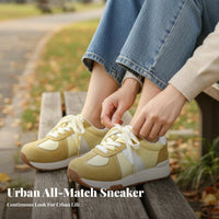 Women's Retro German Yellow Chunky Sole sneakers, Autumn collection, Comfortable mesh, Lace-Up, everyday wear