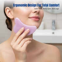 Pink Crystal Gua Sha Board, Face Lifting Scraping Tool, Eye Massage Beauty Accessory for Neck, Legs
