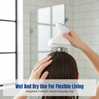 Scalp Massager, Electric Head, Wet & Dry, Vibration Kneading, LED Red Light, IPX7 Waterproof, Home Wellness