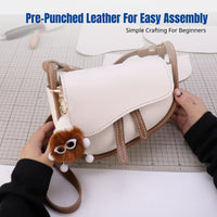 DIY Hand-Sewn Saddle Bag Kit, Stylish Multicolor Shoulder Bag, Textured PU Underarm Bag for Women, Urban Chic Crossbody