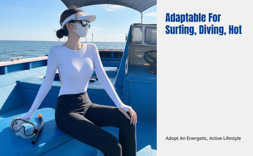Alabaster One-Piece Swimsuit, Long Sleeve, Backless Rash Guard, Sun Protection, Quick Dry, Surfing, Diving, Thermal, Women