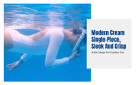 Alabaster One-Piece Swimsuit, Long Sleeve, Backless Rash Guard, Sun Protection, Quick Dry, Surfing, Diving, Thermal, Women