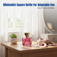 Square Glass Perfume Bottle, Press Spray, Refillable, Minimalist Design, Custom Logo, Thick Glass, Travel Friendly