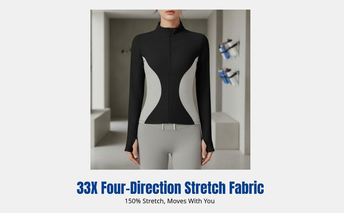 Stretch Jacket, coral color contrast, stand collar, close fit, highly breathable, running and cycling top for women
