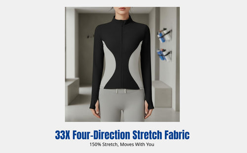 Stretch Jacket, coral color contrast, stand collar, close fit, highly breathable, running and cycling top for women