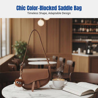 DIY Hand-Stitch Saddle Bag Kit, Stylish Contrast Color PU Leather, Underarm Bag for Women, Single Shoulder, Urban Chic
