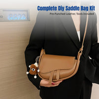 DIY Hand-Stitch Saddle Bag Kit, Stylish Contrast Color PU Leather, Underarm Bag for Women, Single Shoulder, Urban Chic