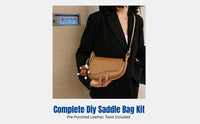 DIY Hand-Stitch Saddle Bag Kit, Stylish Contrast Color PU Leather, Underarm Bag for Women, Single Shoulder, Urban Chic
