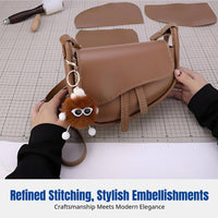 DIY Hand-Stitch Saddle Bag Kit, Stylish Contrast Color PU Leather, Underarm Bag for Women, Single Shoulder, Urban Chic